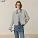 LILY秋新款女裝時(shí)尚小香風(fēng)復古條紋都市通勤款短外套小個(gè)子女 603本白 M