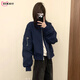DXOT2025早秋新款美式復(fù)古外套女春秋季休閑寬松棒球服飛行員夾克上衣 【藏青色】 M 45-55kg