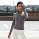 La Nikar運動(dòng)上衣女長(cháng)袖立領(lǐng)緊身衣跑步訓練瑜伽服健身衣戶(hù)外休閑防曬外套 鼠灰（大眾首選）顯氣質(zhì) XL