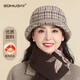 SOMUBAY 中老年女士帽子春秋新款奶奶漁夫帽時(shí)髦洋氣防風(fēng)防寒老太太帽 【單帽】卡其 M 均碼(56-58cm)