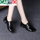 卡帝樂(lè )鱷魚(yú)輕奢高檔2022新款春秋季深口單鞋女真皮系帶小皮鞋春秋款平底女鞋軟皮豆豆鞋新品 黑色 37