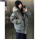 詩(shī)丹蕊工裝羽棉襖絨服女棉服2024新款冬大毛領(lǐng)加厚面包服韓系派克服外套 深灰色 均碼【可備注碼數】