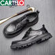 卡帝樂鱷魚（CARTELO）秋季新品休閑皮鞋男真皮透氣厚底青年牛皮單鞋男系帶圓頭商務(wù)鞋潮 黑色 43