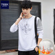 TEEK秋冬季長(cháng)袖t恤男裝上衣服 春秋款青年男士秋衣打底衫圓領(lǐng)休閑體恤 【加絨】JE5J白色 L