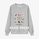 Basic House/百家好臘腸狗刺繡衛(wèi)衣秋寬松圓領(lǐng)落肩袖套頭上衣2025 灰色 F 90-140斤