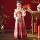 眺德高漢服女童連衣裙冬季加絨中國風(fēng)古裝唐裝裝拜年服裙子舞臺表演服 花朵漢服連衣裙【紅色】 加絨 140