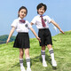 衣諾坊六一兒童節演出服禮服 幼兒園大合唱表演服 小學(xué)生畢業(yè)照班服套裝 黑色男生：襯衫 短褲 領(lǐng)帶 襪子 130 （建議體重42-54斤）