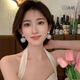 沐嫣貝珠耳女2024新款輕奢法式小眾設(shè)計(jì)感禮物夸張貝珠耳飾 貝珠耳環(huán)