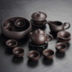 康樂品 宜興紫砂茶具套裝功夫茶具原礦紫砂壺蓋碗茶杯洗整套辦公泡茶具 06紫砂1壺1公1濾1蓋1洗8杯-簡裝