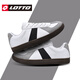 LOTTO樂途男復(fù)古德訓(xùn)鞋T頭鞋2025春秋季新款運(yùn)動(dòng)休閑真皮低幫板鞋 白/暗夜黑 42