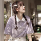 戀的夏季女生短袖T恤女衣服夏天學(xué)生寬松少女高中生初中生上衣POLO衫 潮流韓版慵懶風(fēng)紫色 均碼