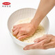 利快瀝水籃日本進(jìn)口淘米籃洗菜盆瀝水盆淘米盆多功能水果籃漏盆洗米篩 兩件套 白色