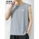 JEEP SPIRIT冰絲背心男夏季薄款外穿運動健身透氣坎肩上衣男士寬松無袖.T.恤 8501灰色 XL