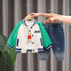 圓圓米米男童春裝1一4歲嬰兒衣服小童男寶寶洋氣卡通兒童春秋季三件套裝潮 X24112玩偶熊棒球三件套綠色 90