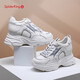 蜘蛛王蜘蛛王老爹鞋女ins潮2025新款秋季韓版厚底9厘米內增高休閑鞋 35