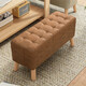 蔓斯菲爾實(shí)木腿沙發(fā)凳家用換鞋凳長(cháng)條休閑皮凳小凳子木質(zhì)矮凳客廳小板凳 加長(cháng)款80CM深棕色
