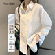 FitonTon白色襯衫女雪紡衫秋冬設計感休閑氣質(zhì)顯瘦長(cháng)袖襯衣白色 M