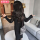 柏潮女童中長(cháng)款毛衣裙夏季款韓國童裝兒童時(shí)髦打底裙女寶寶針織連衣裙 黑色【針織裙】 48