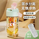 億嘉（IJARL）塑料水杯女高顏值便攜吸管杯帶開學水杯隔濾網提手杯綠色600ML