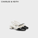 CHARLES&KEITH24夏新品法式蝴蝶结粗跟包头低跟凉鞋CK1-61720194 粉白色Chalk 36
