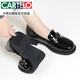 卡帝樂(lè)鱷魚(yú)（CARTELO）真皮單鞋女夏季粗跟軟底厚底樂(lè)福鞋女春秋英倫風(fēng)牛皮圓頭小皮鞋女士新品 黑色 37