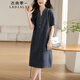 衣典零一（LEDIALYI）牛仔連衣裙女裝2025夏季新款高級感休閑顯瘦遮肚子小個(gè)子裙子夏天 蘭灰色 M （建議95-123斤）
