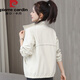皮爾卡丹薄款百搭短外套女士2026年早春秋新款休閑純色立領(lǐng)上衣韓版夾克潮 米色 XL