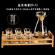 西玨家用金箔白酒杯二兩金山分酒器隨身水晶玻璃密封小酒壺便攜酒盅 (1壺6杯)10ml金邊杯+100ml金山壺+杯架