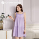 秋鹿吊帶睡裙女士夏季梭織棉方領(lǐng)無(wú)袖帶胸墊休閑可外穿連衣裙家居服 晚香紫283 M