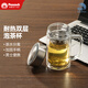 孔雀雙層玻璃杯茶水分離杯子耐高溫泡茶杯高檔透明送禮水杯 鋼本色 420ml 1只