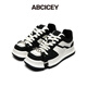 ABCICEY【明星同款】 時尚休閑板鞋女厚底增高綁帶方頭鞋 黑白色 38