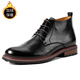川左川右（CuzooCuyoo）馬丁靴男簡(jiǎn)約商務(wù)英倫風(fēng)中幫皮靴真皮頭層牛皮加絨保暖四季男靴 黑色加絨 41 皮鞋碼