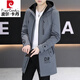皮爾卡丹（pierre cardin）2026新款春秋季連帽夾克男士中長(cháng)款寬松帥氣風(fēng)衣男裝休閑外套 灰色 2XL 【適合140-155斤】