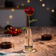 水晶玫瑰花 送女友老婆創(chuàng)意結(jié)婚紀(jì)念日周年裝飾品擺件情人節(jié)禮物 紅玫瑰 盛開(kāi)-帶瓶