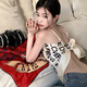 SKONWAT 歐美ins潮辣妹吊帶小背心女夏季防走光露背性感外穿內(nèi)搭打底上衣 杏色【好品質(zhì)】 均碼 70-130斤