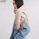 LILY春新款女裝純色高級感時尚百搭氣質純色保暖圍巾披肩圍脖 702淺米咖 均碼