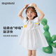 MQDMINI童裝兒童裙子女童連衣裙夏季短袖寶寶衣服 仰望星空本白 140