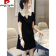 皮爾卡丹（pierre cardin）2025夏季新款蕾絲娃娃領小個子連衣裙女時尚氣質(zhì)顯瘦減齡小黑短裙 黑色 M 建議85100斤