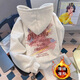 燦圖美式涂鴉加絨加厚衛衣女裝秋冬季潮流慵懶風(fēng)寬松顯瘦連帽外套上衣 白灰色【加絨款】 L 【建議100-120斤】