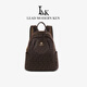 LMK品牌雙肩旅行背包女休閑百搭軟皮雙肩背包時(shí)尚輕便大容量女士背包 咖啡色