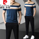 皮爾卡丹（pierre cardin）夏季短袖t恤套裝男休閑裝寬松透氣中年運(yùn)動(dòng)長(zhǎng)褲兩件套爸爸夏裝 88101卡其(短+長(zhǎng)褲) 175XL