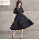 莫代爾童裝女童連衣裙夏季洋氣2023兒童白色裙子中大童女孩泡泡袖公主裙 黑色 160cm適合身高150-160cm年齡11-1