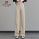 皮爾卡丹(pierre cardin）米白色軟牛仔直筒褲女2025夏新薄款純棉休閑褲百搭顯瘦窄版闊腿褲 卡其色 31 /XL 136-145斤