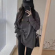確不凡長(zhǎng)款t恤女遮臀搭配鯊魚(yú)褲長(zhǎng)袖早春秋冬條紋長(zhǎng)袖t恤女純棉 黑色(常規(guī)) L