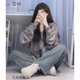 戀的春季衛(wèi)衣外套春秋款女學(xué)生高中初中生女生毛衣新款2025秋冬季衣服 韓版條紋紫色 均碼（可備注碼數(shù)）
