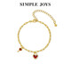 SIMPLE JOYS愛(ài)心同心鎖s925銀手鏈女復古紅瑪瑙原創(chuàng  )設計情侶送禮物情人節 現貨(約15cm+5.5cm尾鏈)
