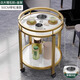 坤奉茶幾雙層棋牌室麻將機(jī)專用煙缸茶水圓形架麻將桌邊幾桌輕奢圓茶幾 煙灰缸加輪款-金架【40*40*55】