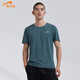 貴人鳥(niǎo)T恤男夏季冰絲圓領(lǐng)短袖休閑運動(dòng)衫潮流個(gè)性中青年 冰藍 XL 