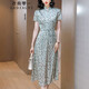衣典零一（LEDIALYI）2024夏季女裝新款高端氣質(zhì)品牌中年真絲連衣裙桑蠶絲碎花裙子夏天 綠色 3XL