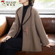 啄木鳥(niǎo)（TUCANO）媽媽秋冬裝洋氣毛呢外套女2024中老年女裝高貴寬松雙面呢毛呢大衣 卡其色 3XL （建議120-130斤）